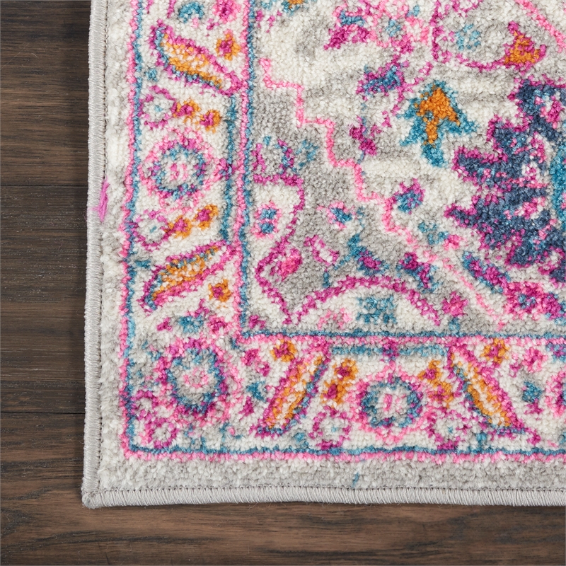 Nourison Passion 2' x 3' Gray and Pink Fabric Bohemian Area Rug (2' x 3')