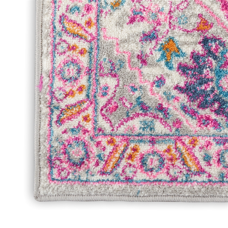 Nourison Passion 2' x 3' Gray and Pink Fabric Bohemian Area Rug (2' x 3')