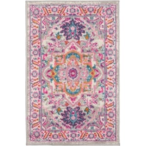 Nourison Passion 2' x 3' Gray and Pink Fabric Bohemian Area Rug (2' x 3')