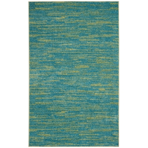 nourison essentials 3' x 5' blue green outdoor indoor/outdoor rug
