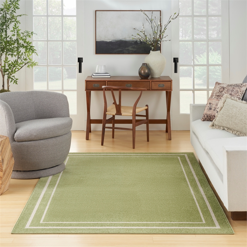 Nourison Essentials 5' x 7' Green Ivory Fabric Contemporary Area Rug (5' x 7')