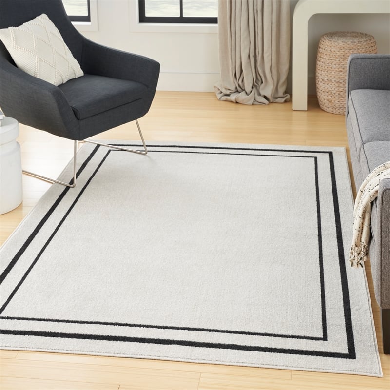 Nourison Essentials 5' x 7' Ivory/Black Contemporary Rug
