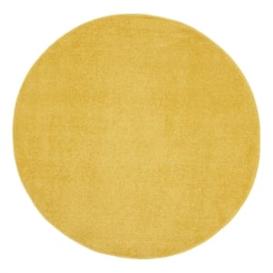 Nourison Essentials 6' x Round Yellow Fabric Outdoor Area Rug (6' Round)