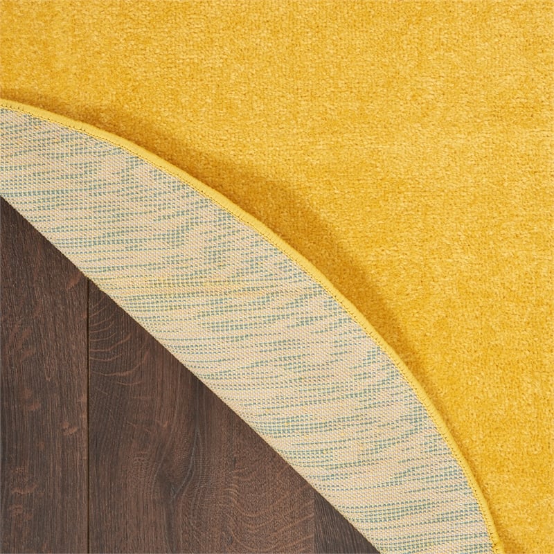 Nourison Essentials 8' x Round Yellow Fabric Outdoor Area Rug (8' Round)