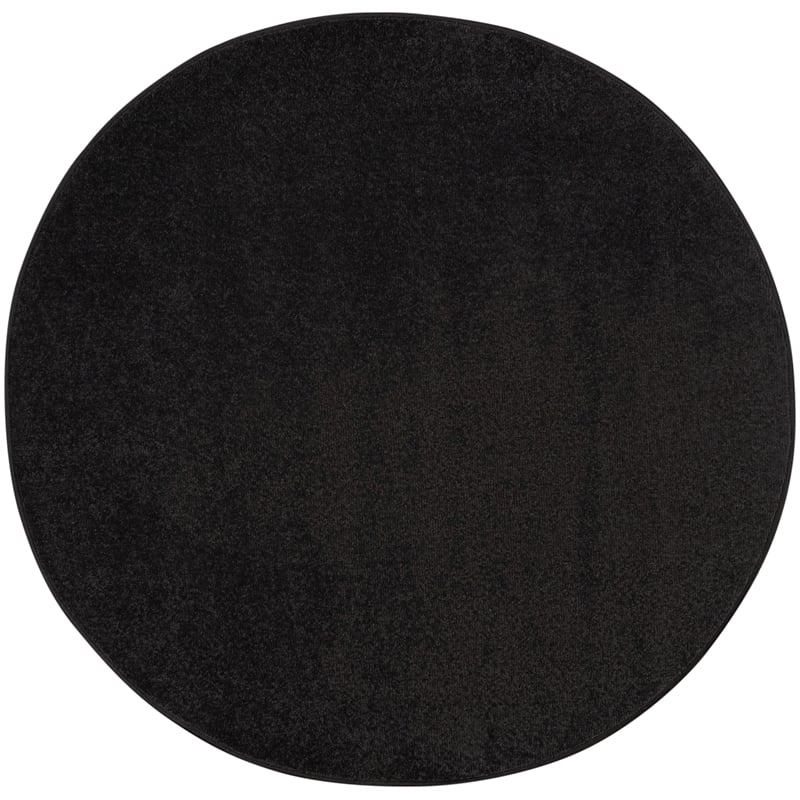 Nourison Essentials 4' x Round Black Fabric Outdoor Area Rug (4' Round)