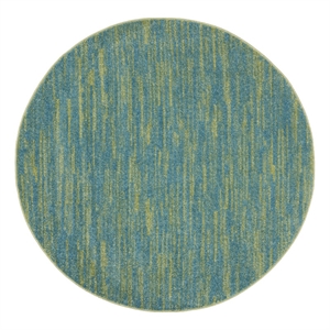 Nourison Essentials 4' x Round Blue Green Fabric Outdoor Area Rug (4' Round)
