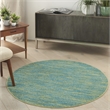 Nourison Essentials 4' x Round Blue Green Fabric Outdoor Area Rug (4' Round)
