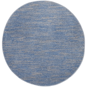 nourison essentials 4' x round blue/grey outdoor indoor/outdoor rug
