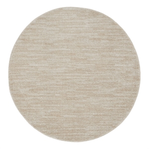 Nourison Essentials 4' x Round Ivory Beige Fabric Outdoor Area Rug (4' Round)