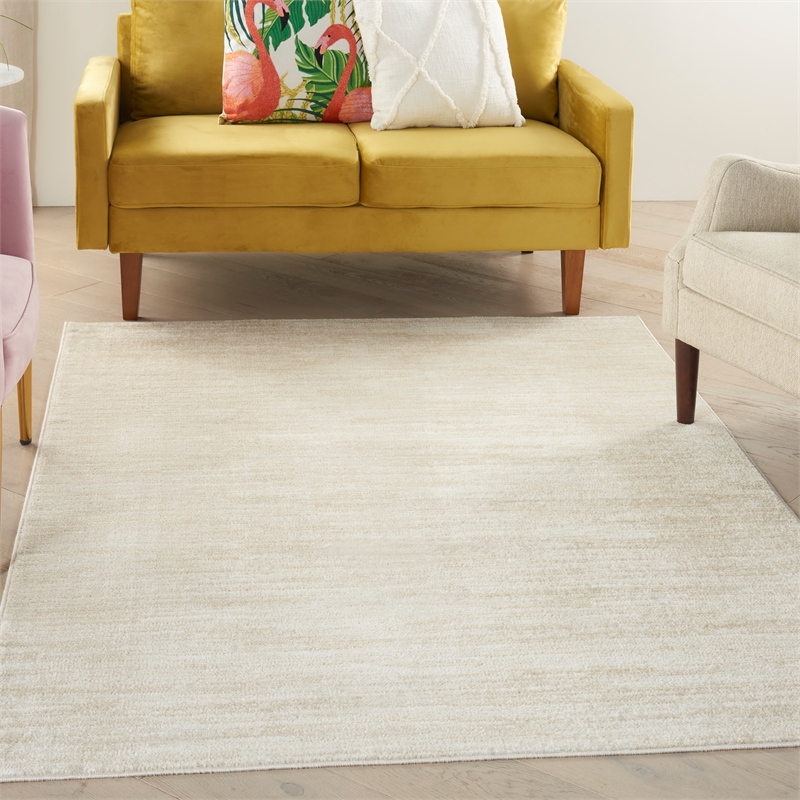 Nourison Essentials 6' x 9' Ivory Beige Fabric Outdoor Area Rug