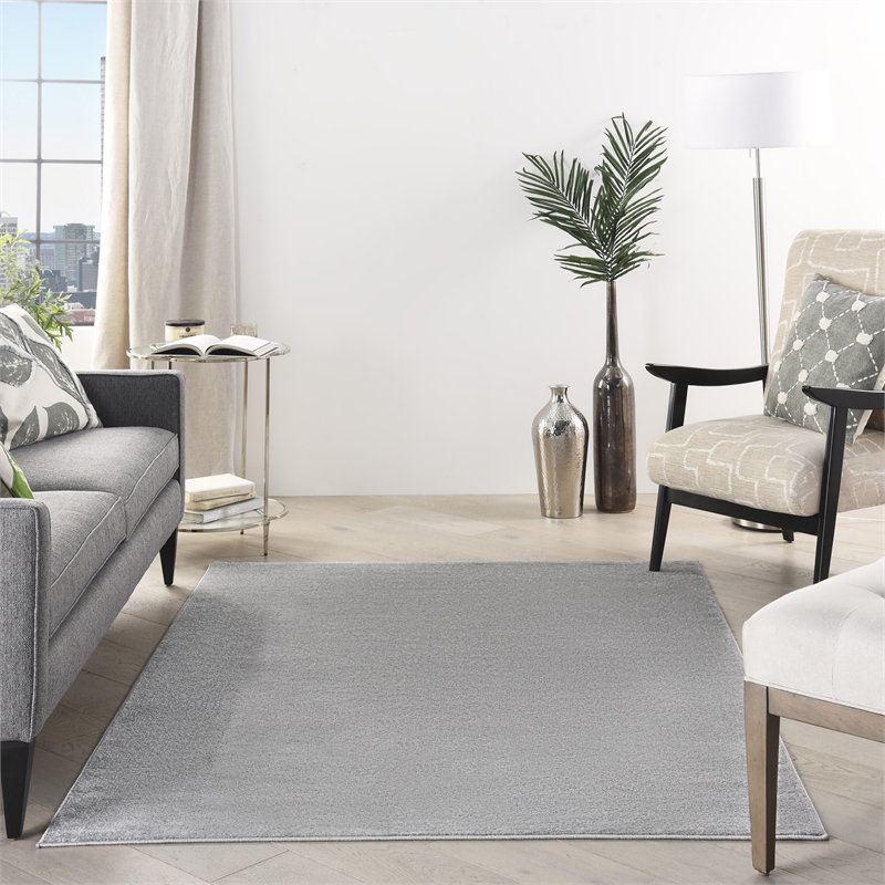 Nourison Essentials 6' x 9' Silver Gray Fabric Outdoor Area Rug (6' x 9')