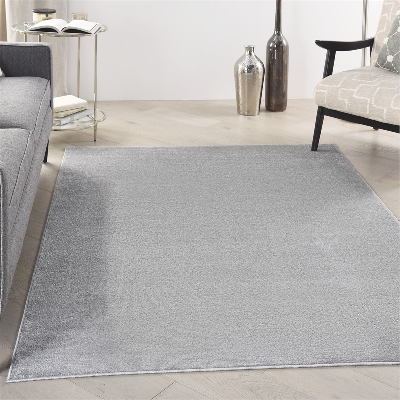 Nourison Essentials 6' x 9' Silver Gray Fabric Outdoor Area Rug (6' x 9')