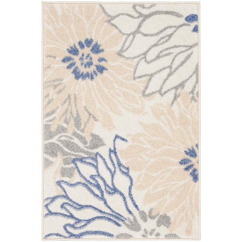 Nourison Passion 2' x 3' Ivory Gray Blue Fabric Contemporary Area Rug (2' x 3')