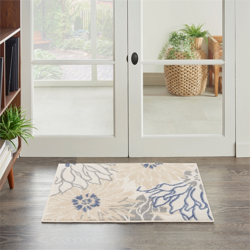 Nourison Passion 2' x 3' Ivory Gray Blue Fabric Contemporary Area Rug (2' x 3')
