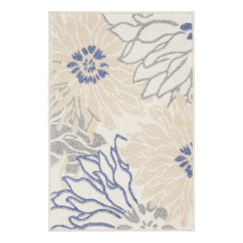 Nourison Passion 2' x 3' Ivory Gray Blue Fabric Contemporary Area Rug (2' x 3')
