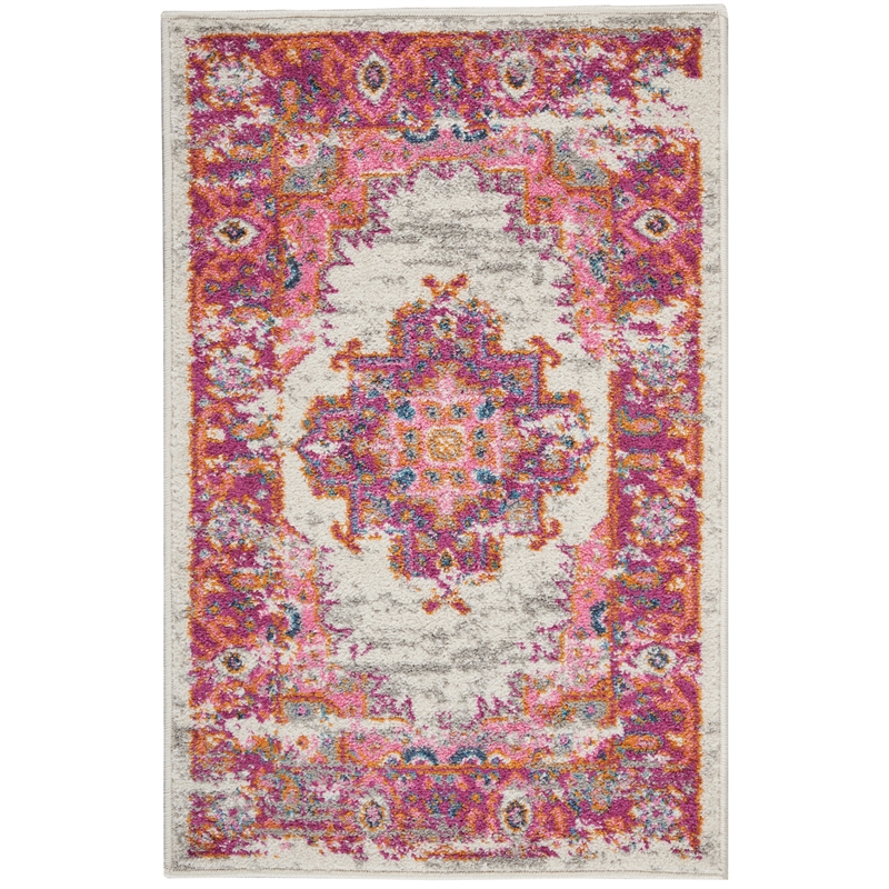 Nourison Passion 2' x 3' Pink and White Fabric Bohemian Area Rug (2' x 3')