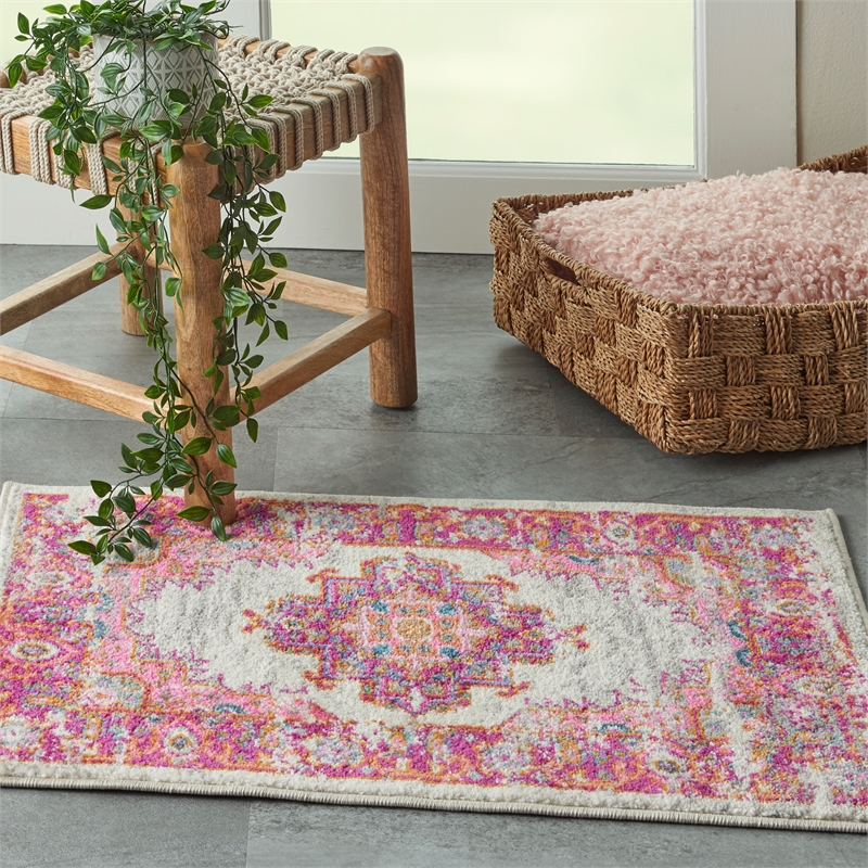 Nourison Passion 2' x 3' Pink and White Fabric Bohemian Area Rug (2' x 3')