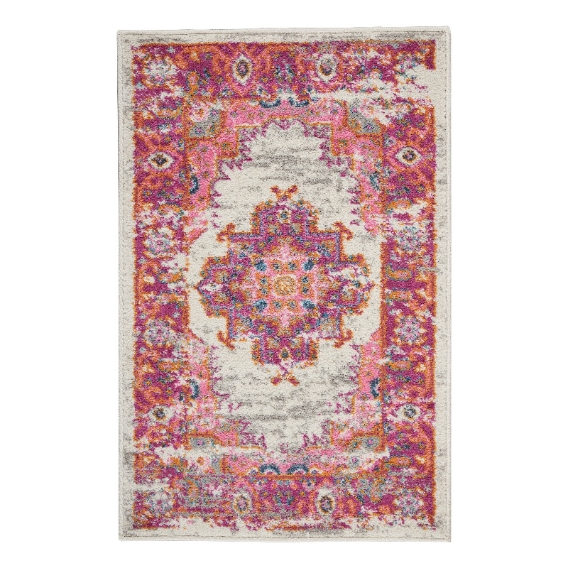 Nourison Passion 2' x 3' Pink and White Fabric Bohemian Area Rug (2' x 3')