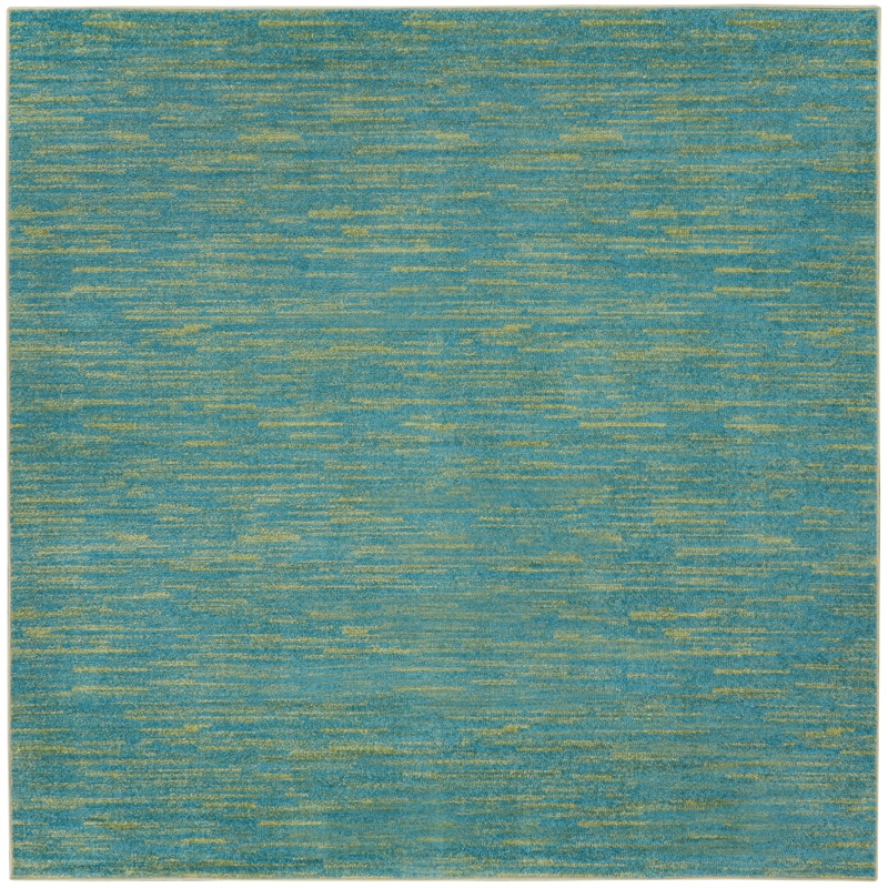 Nourison Essentials 7' x Square Blue Green Fabric Outdoor Area Rug (7' Square)