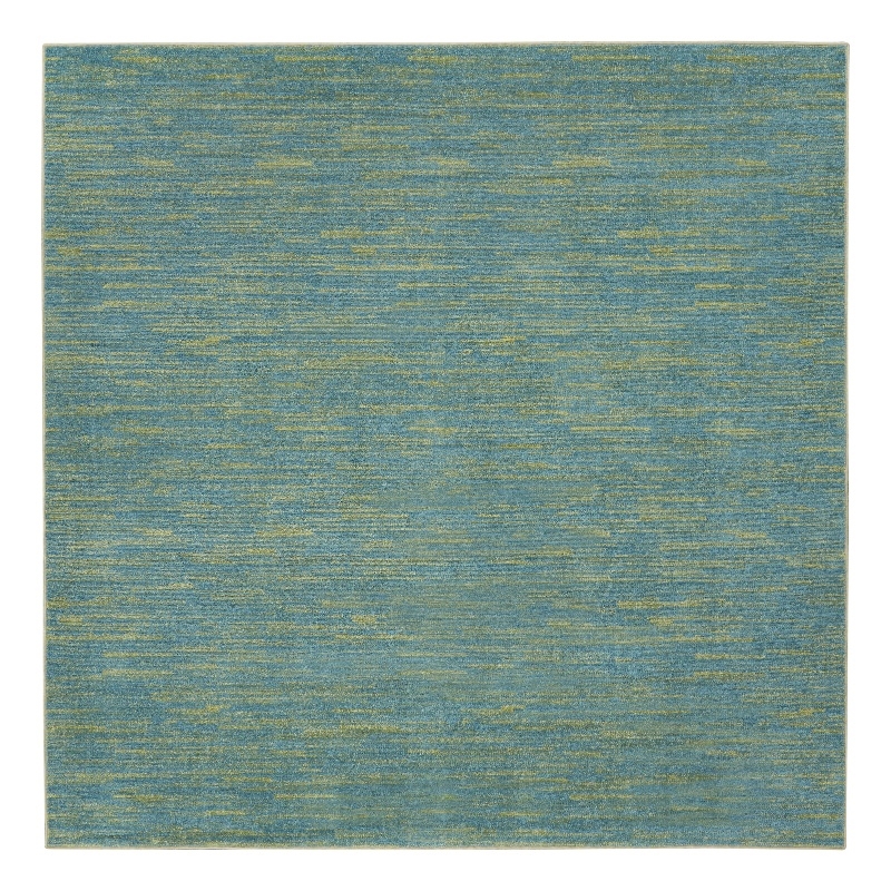 Nourison Essentials 7' x Square Blue Green Fabric Outdoor Area Rug (7' Square)