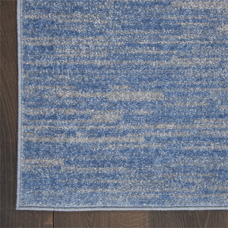 Nourison Essentials 7' x Square Blue Gray Fabric Outdoor Area Rug (7' Square)