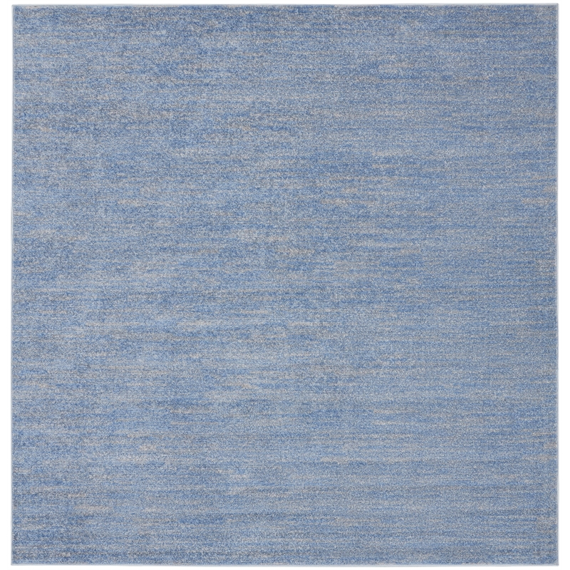 Nourison Essentials 7' x Square Blue Gray Fabric Outdoor Area Rug (7' Square)