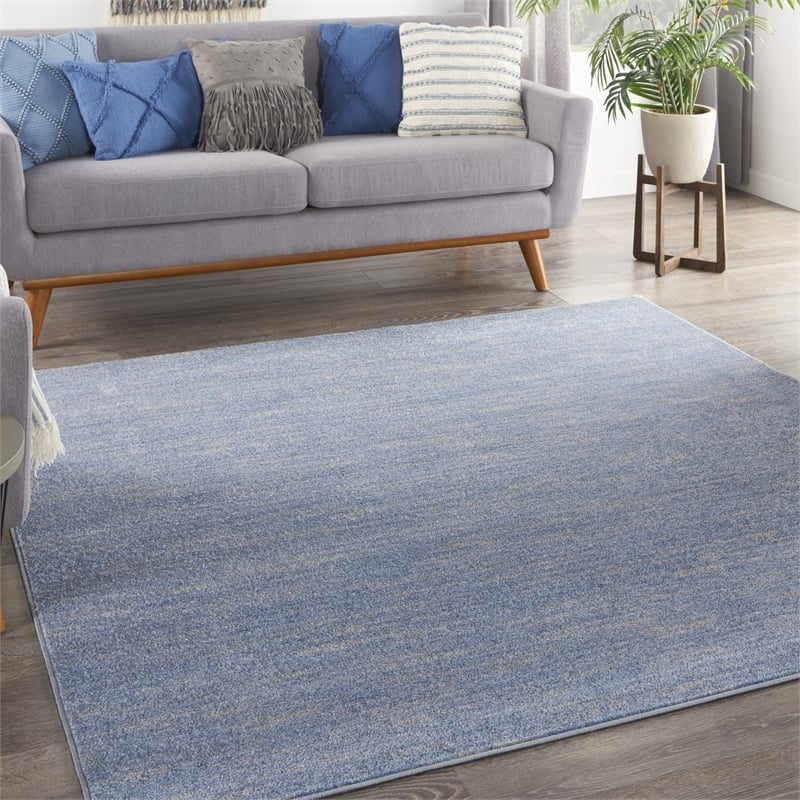 Nourison Essentials 7' x Square Blue Gray Fabric Outdoor Area Rug (7' Square)