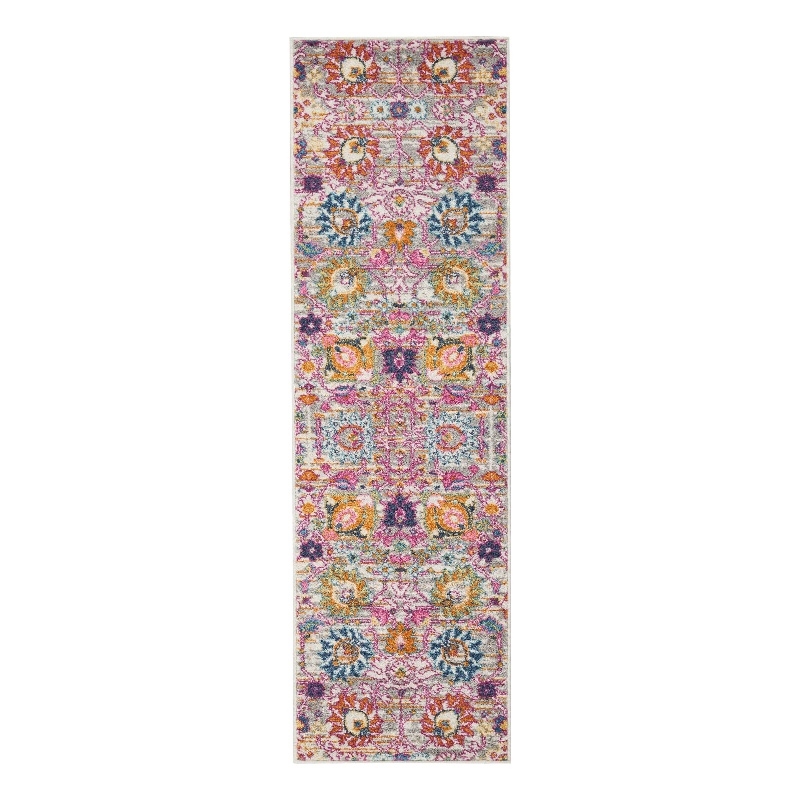 Nourison Passion 6' Runner Pink and Gray Fabric Bohemian Area Rug (6' Runner)