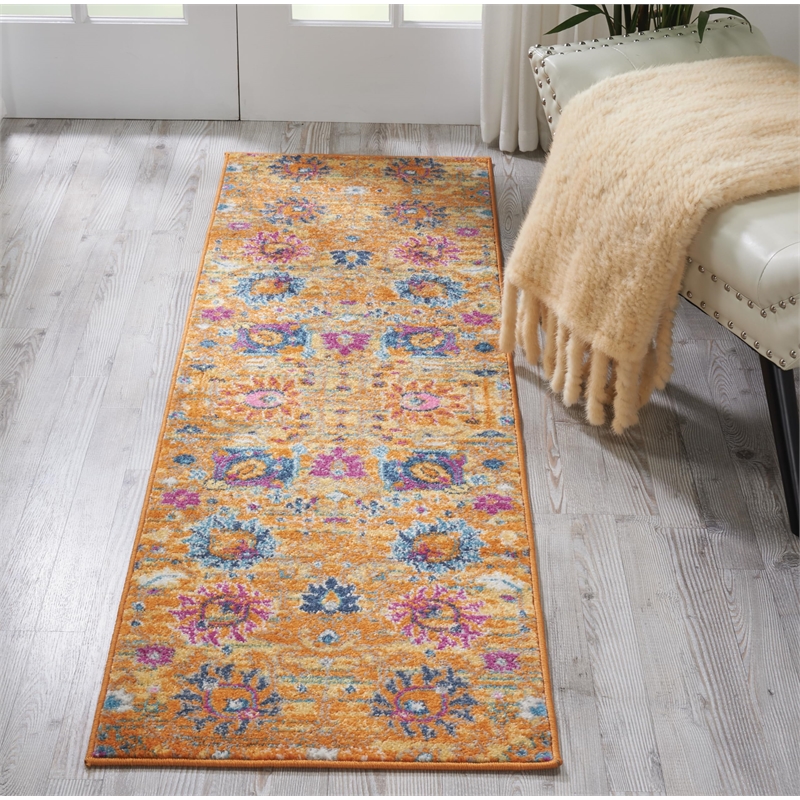 Nourison Passion 6' Runner Orange Fabric Bohemian Area Rug (6' Runner)