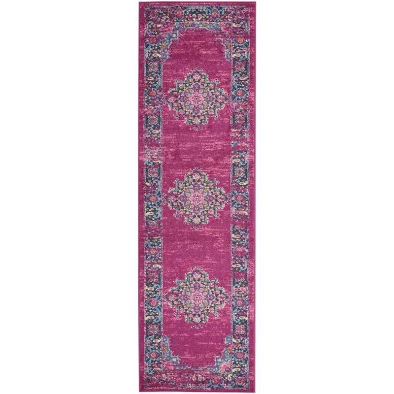 Nourison Passion 8' Runner Pink Fabric Bohemian Area Rug (8' Runner)