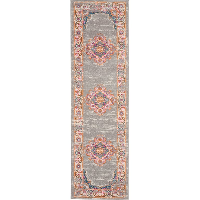 Nourison Passion 8' Runner Gray Fabric Bohemian Area Rug (8' Runner)