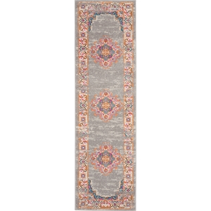 Nourison Passion 8' Runner Gray Fabric Bohemian Area Rug (8' Runner)