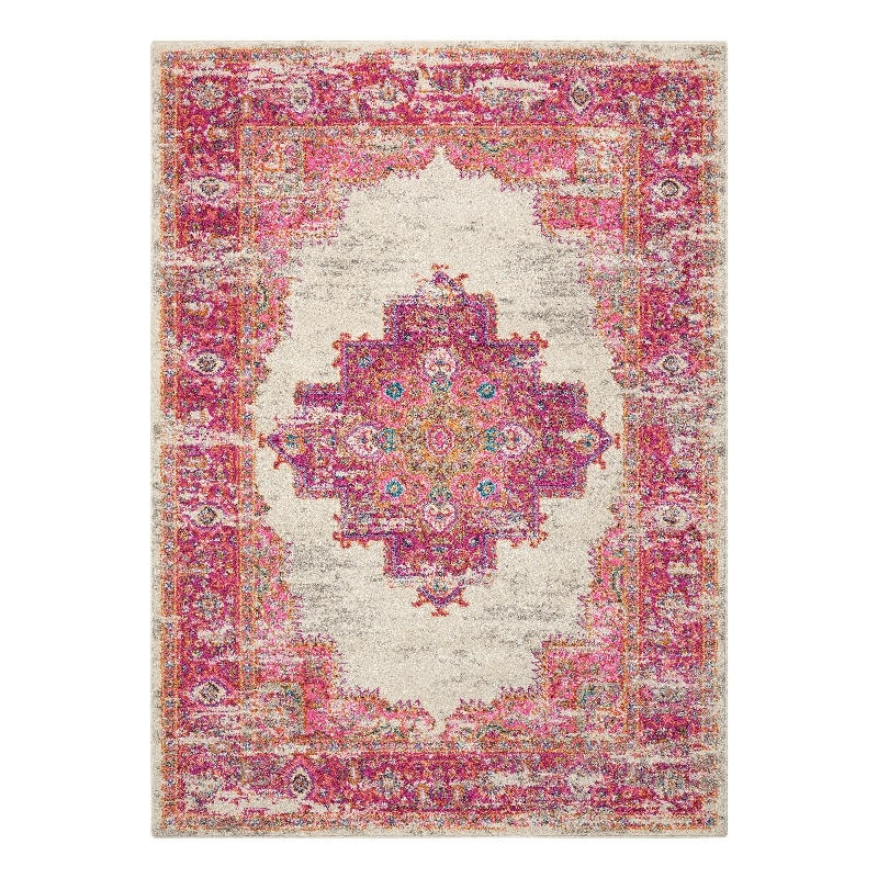 Nourison Passion 4' x 6' Pink and White Fabric Bohemian Area Rug (4' x 6')