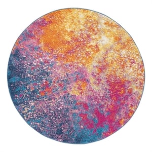 Nourison Passion 4' x Round Multicolor Fabric Modern Area Rug (4' Round)