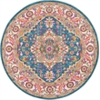 Nourison Passion 4' x Round Teal Multicolor Fabric Bohemian Area Rug (4' Round)