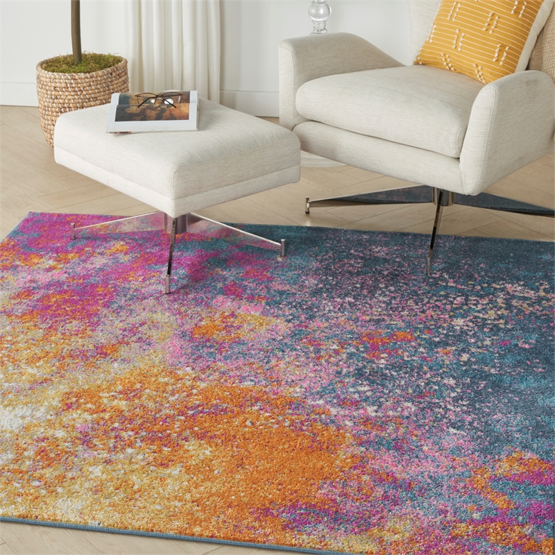 Nourison Passion 5' x Square Multicolor Fabric Modern Area Rug (5' Square)