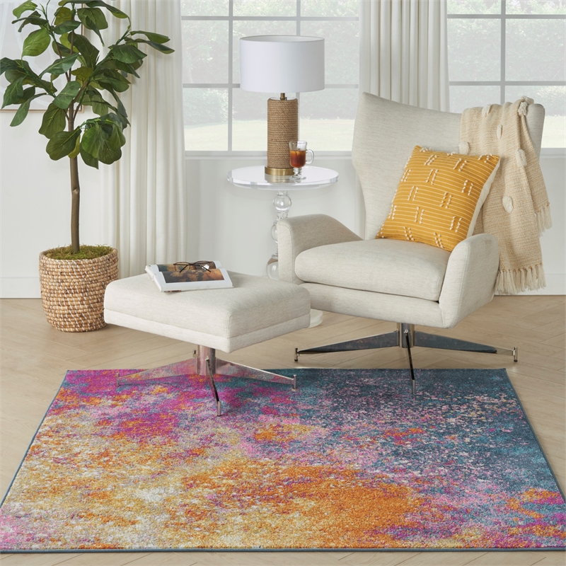 Nourison Passion 5' x Square Multicolor Fabric Modern Area Rug (5' Square)