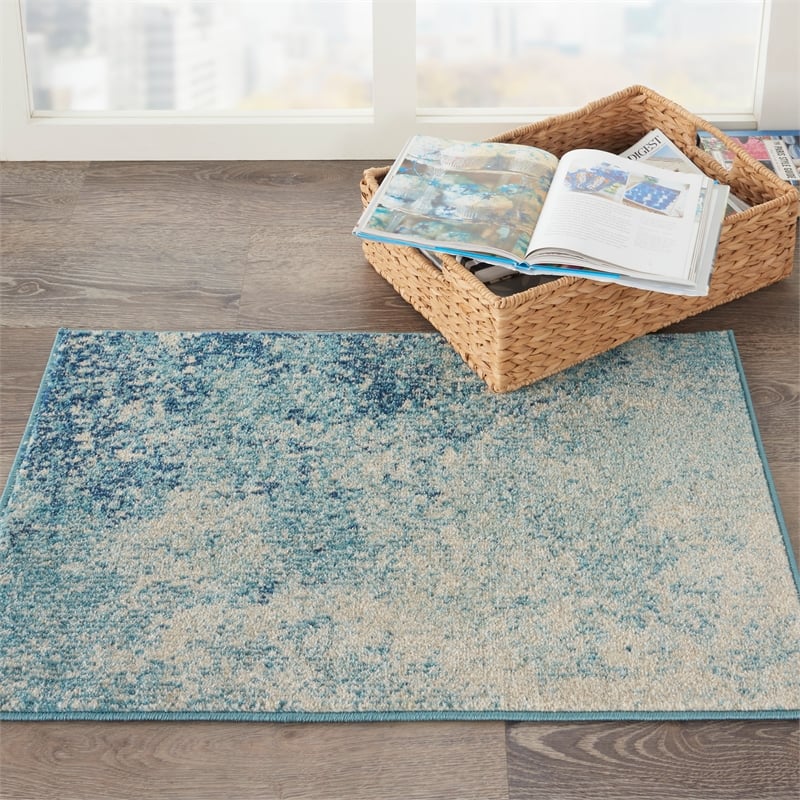 Nourison Passion 2' x 3' Navy Light Blue Fabric Modern Area Rug (2' x 3')