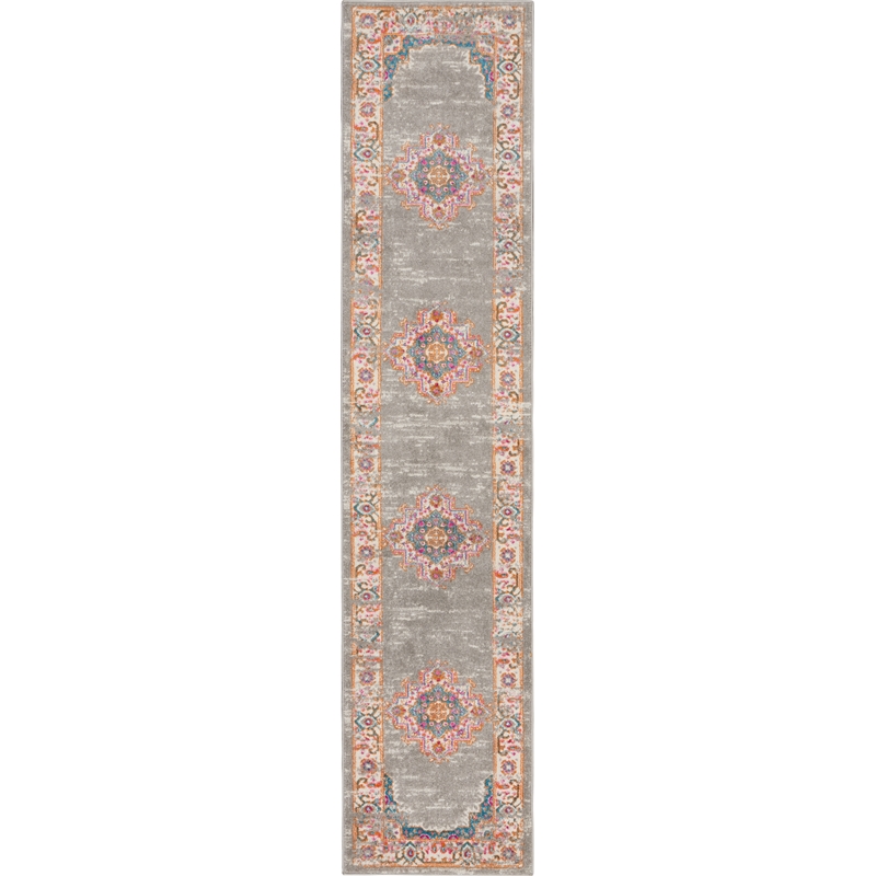 Nourison Passion 10' Runner Gray Fabric Bohemian Area Rug (10' Runner)
