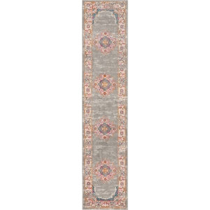 Nourison Passion 10' Runner Gray Fabric Bohemian Area Rug (10' Runner)