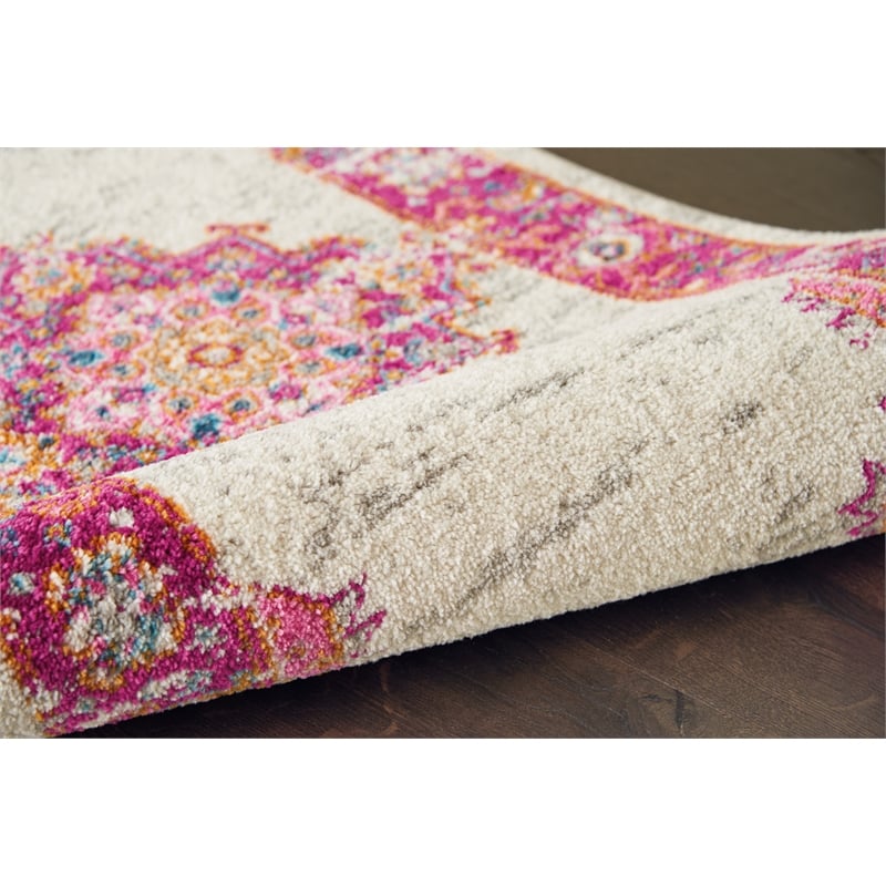 Nourison Passion 10' Runner Pink and White Fabric Bohemian Area Rug (10' Runner)