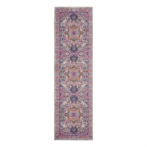 Nourison Passion 8' Runner Gray and Pink Fabric Bohemian Area Rug (8' Runner)