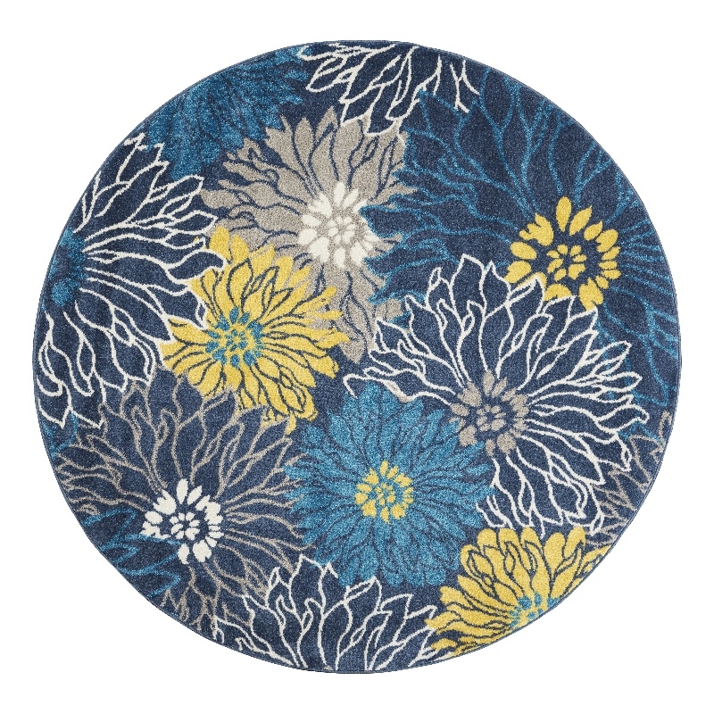 Nourison Passion 4' x Round Blue Fabric Contemporary Area Rug (4' Round)