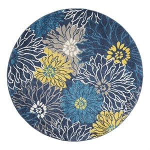 Nourison Passion 4' x Round Blue Fabric Contemporary Area Rug (4' Round)