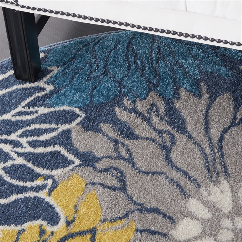 Nourison Passion 4' x Round Blue Fabric Contemporary Area Rug (4' Round)