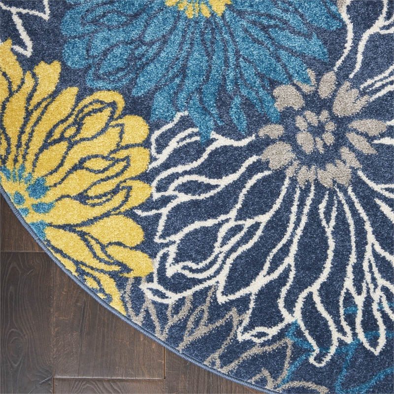 Nourison Passion 4' x Round Blue Fabric Contemporary Area Rug (4' Round)