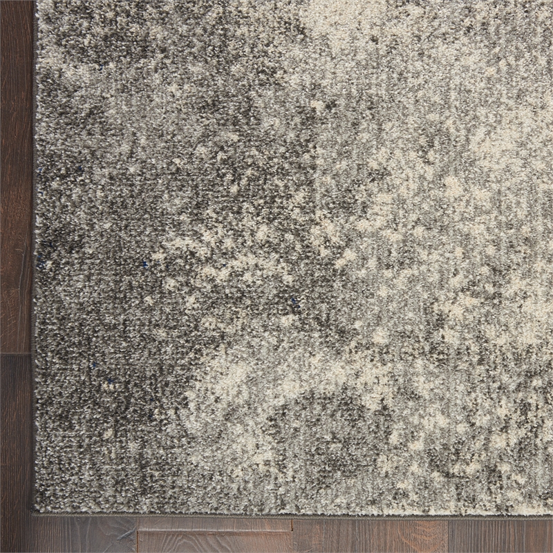 Nourison Passion 6' Runner Charcoal Ivory Fabric Modern Area Rug (6' Runner)