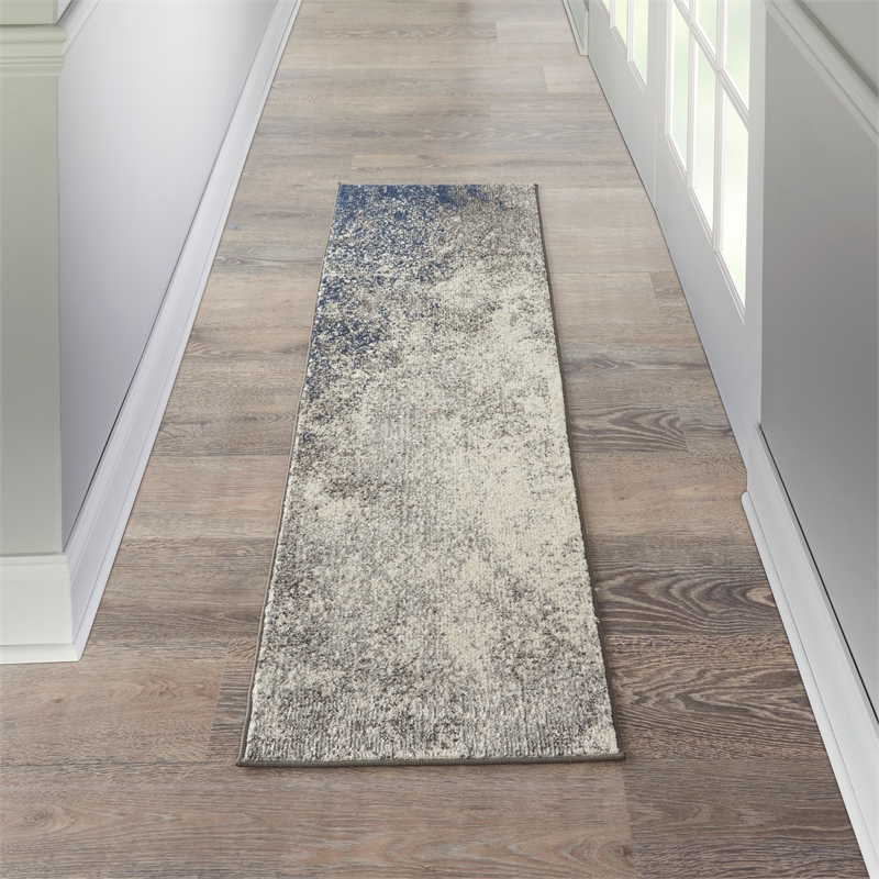 Nourison Passion 6' Runner Charcoal Ivory Fabric Modern Area Rug (6' Runner)