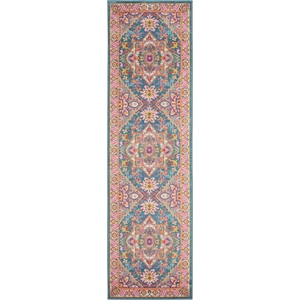 nourison passion 8' runner teal multicolor fabric bohemian area rug (8' runner)