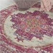 Nourison Passion 4' x Round Pink and White Fabric Bohemian Area Rug (4' Round)